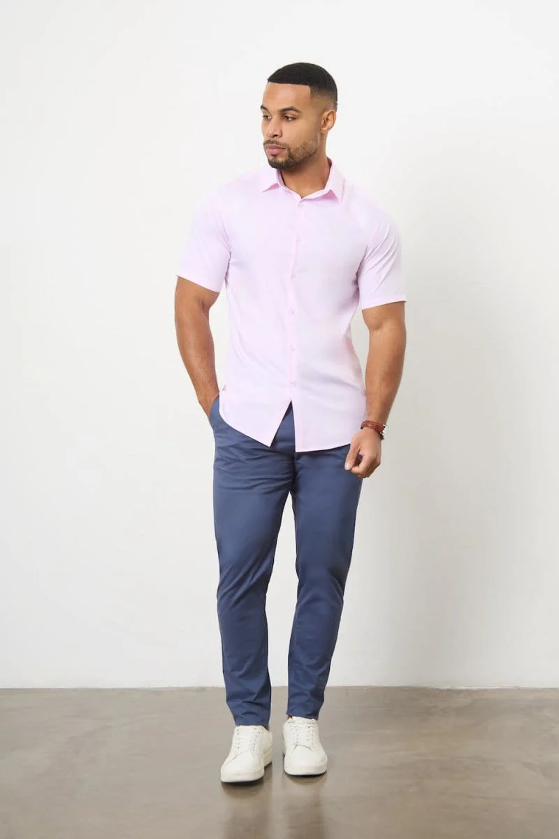 Short Sleeve Bamboo Shirt in Pink - Image 5
