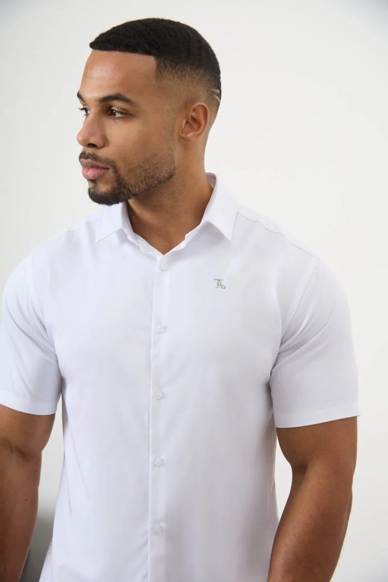 Short Sleeve Bamboo Shirt in White - Image 3