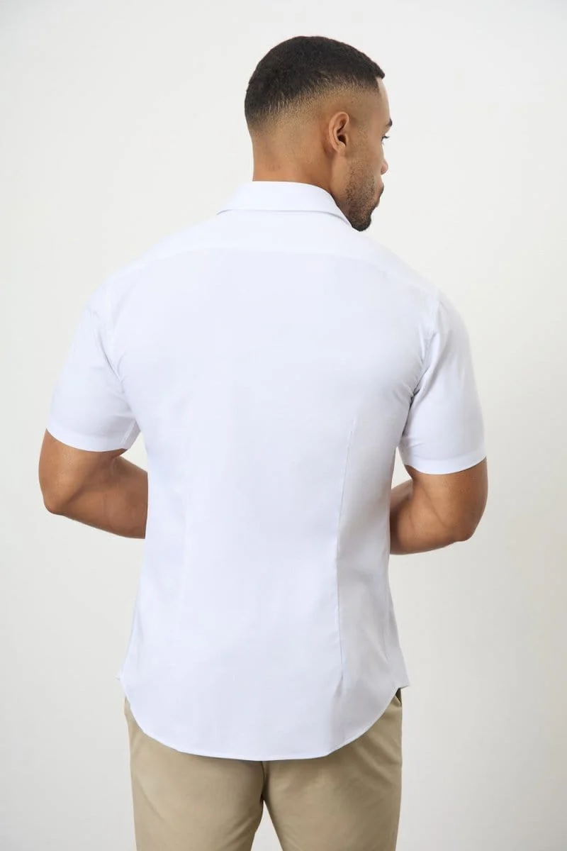 Short Sleeve Bamboo Shirt in White - Image 6