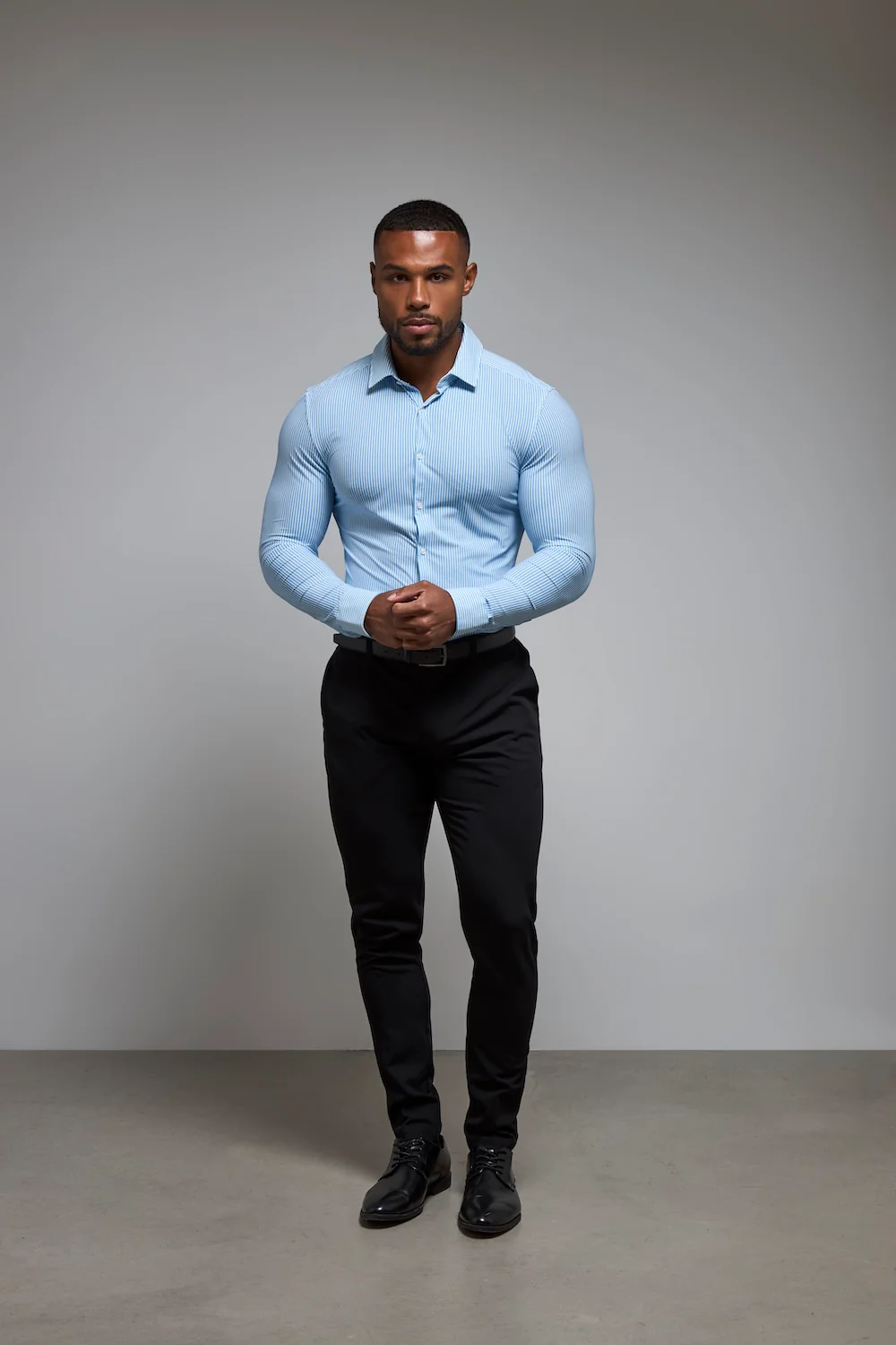 Striped Stretch Formal Shirt in Blue - Image 3