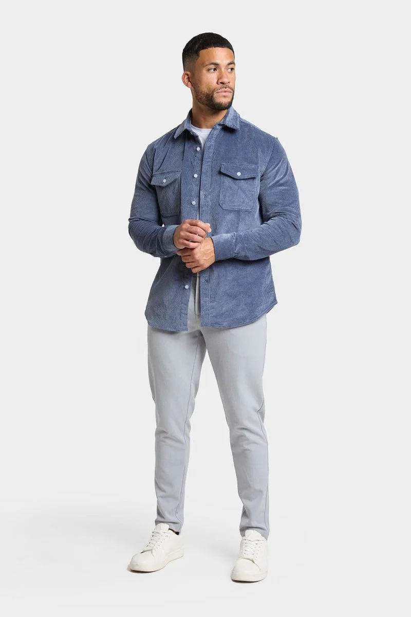 Cord Overshirt in Airforce Blue - Image 6
