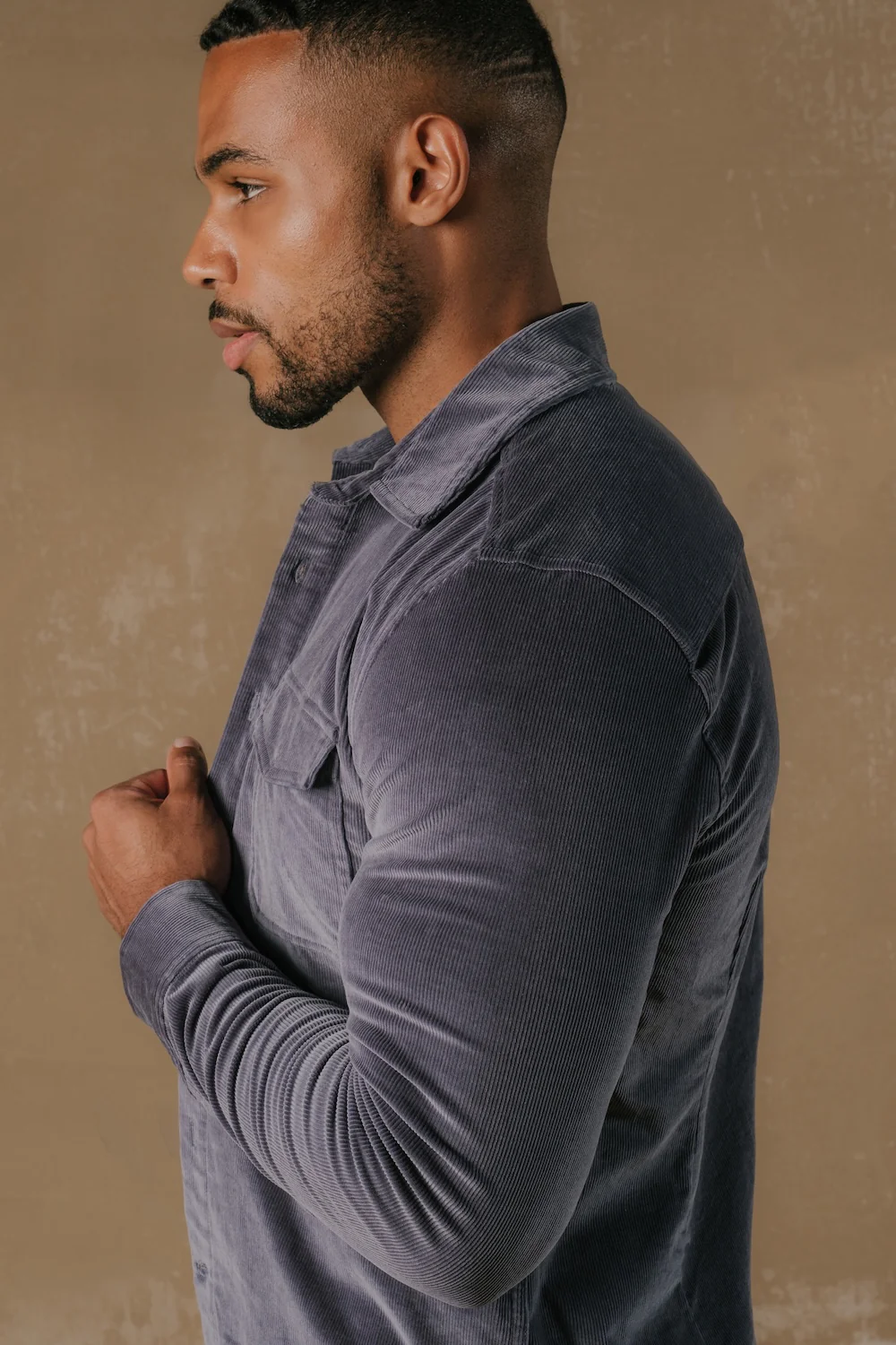 Cord Overshirt in Slate Blue - Image 3