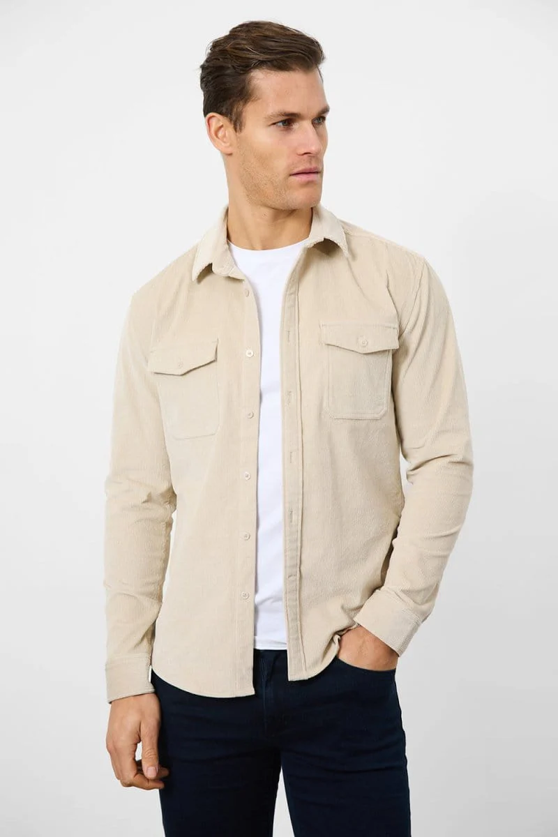 Cord Overshirt in Winter White - Image 3