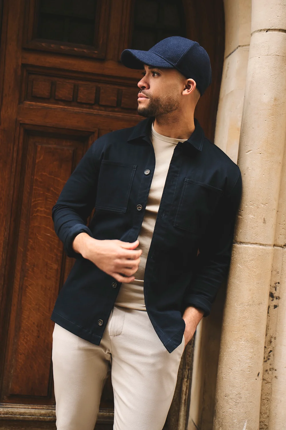 Cotton Rich Overshirt in Navy - Image 2
