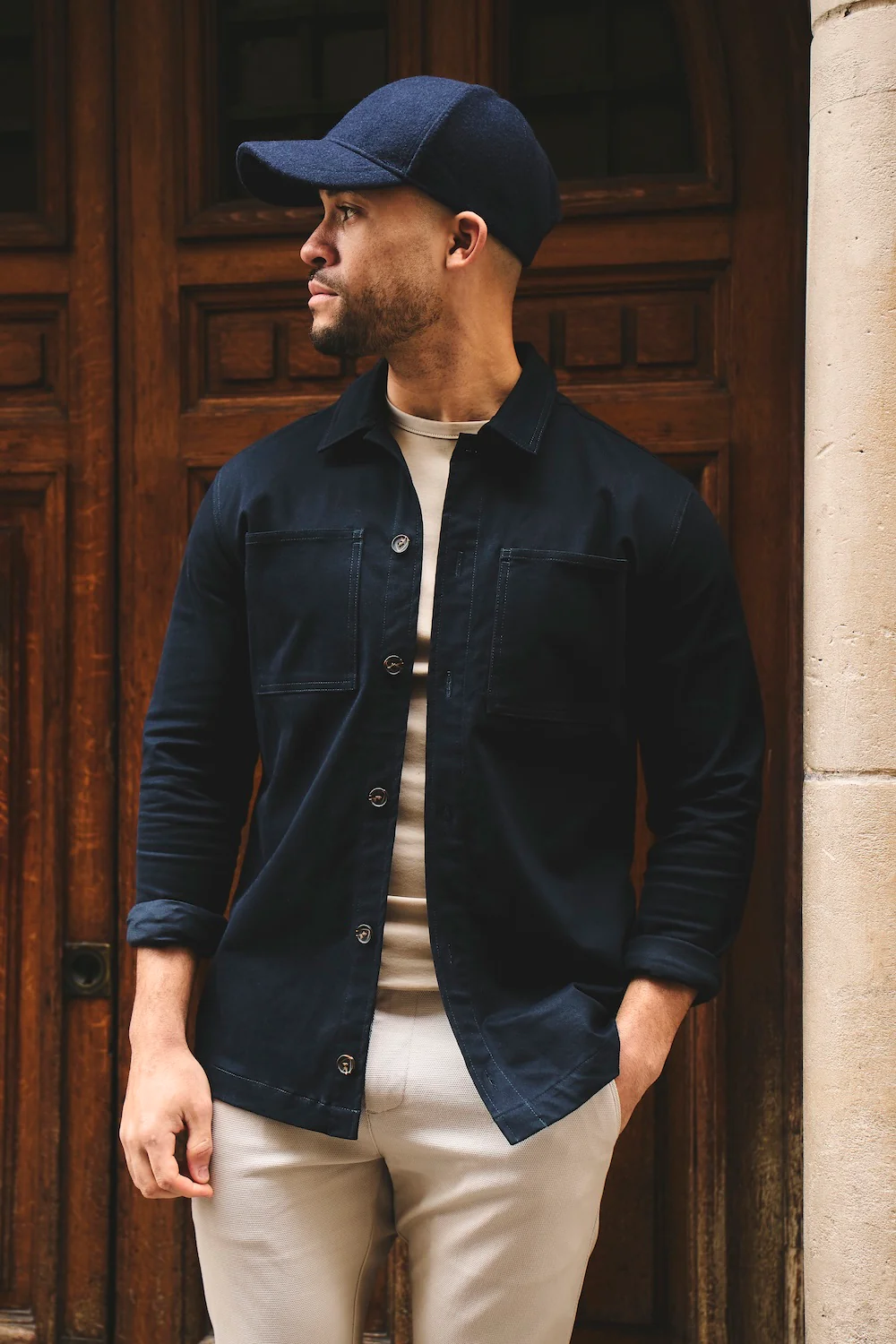 Cotton Rich Overshirt in Navy - Image 6