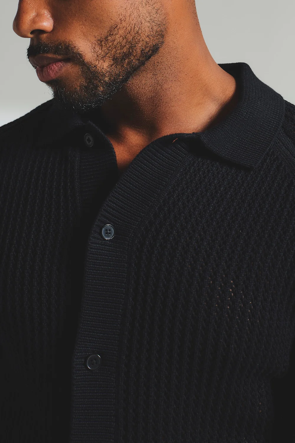 Crochet Knitted Shirt in Black - Image 5