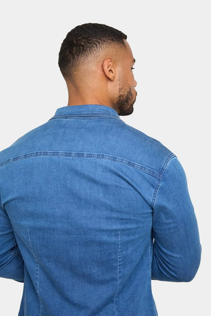 Denim Shirt in Mid Blue - Image 6