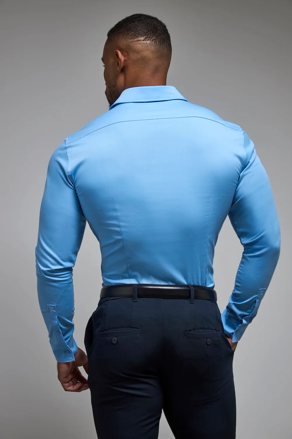 Muscle Fit Dress Shirt in Mid Blue - Image 6