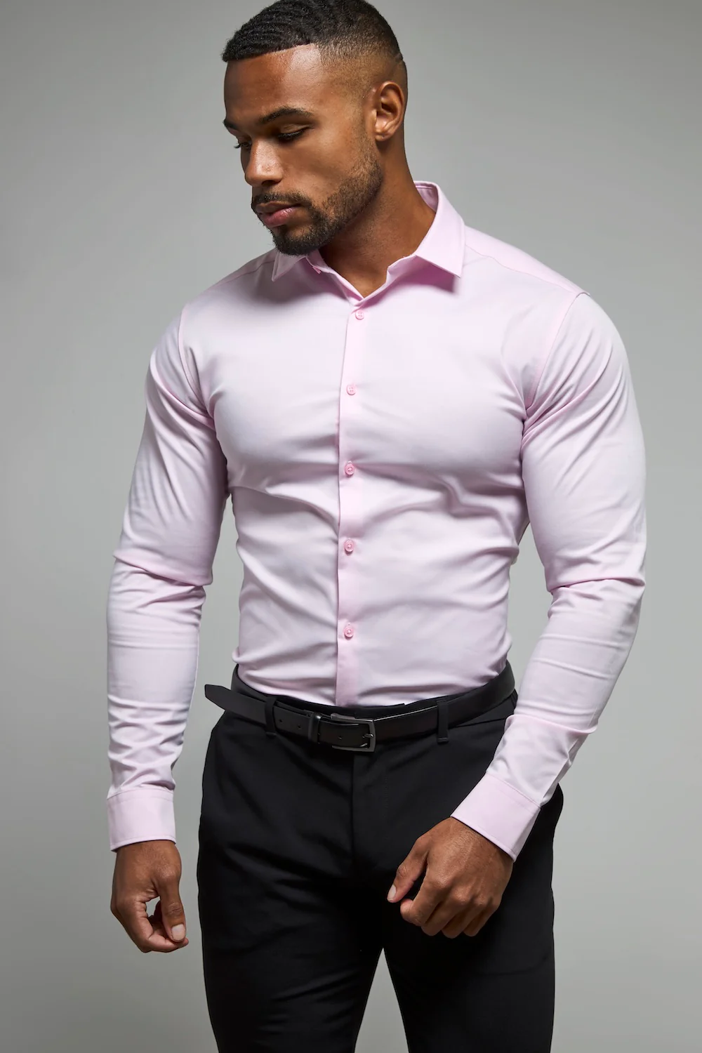 Muscle Fit Dress Shirt in Pink - Image 4