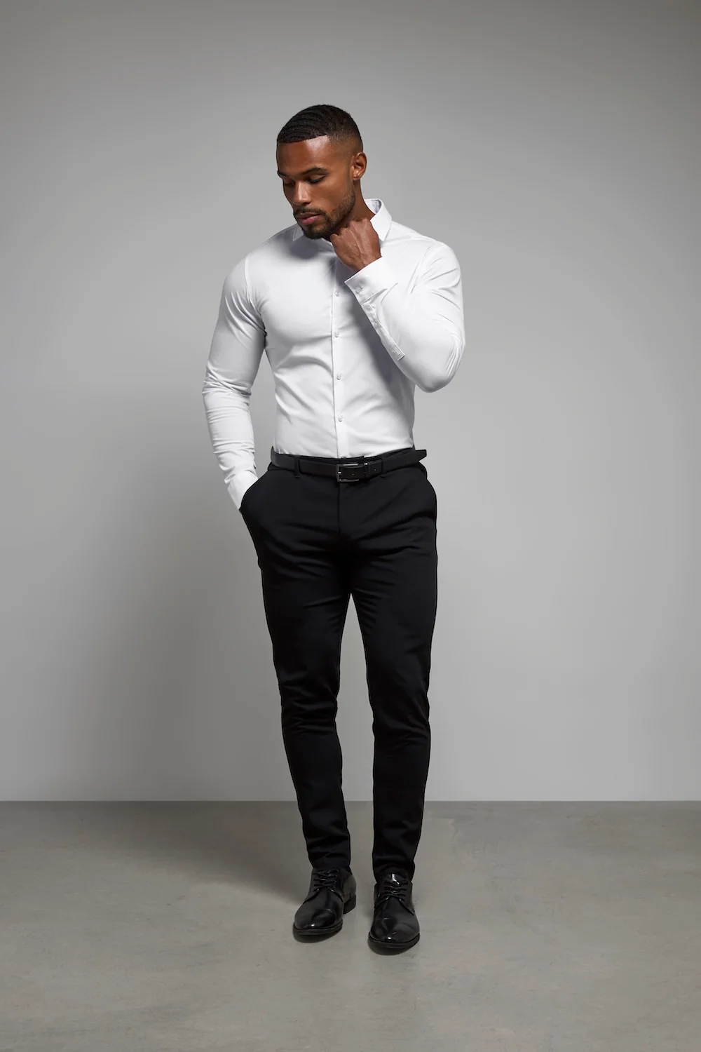 Muscle Fit Dress Shirt in White - Image 3
