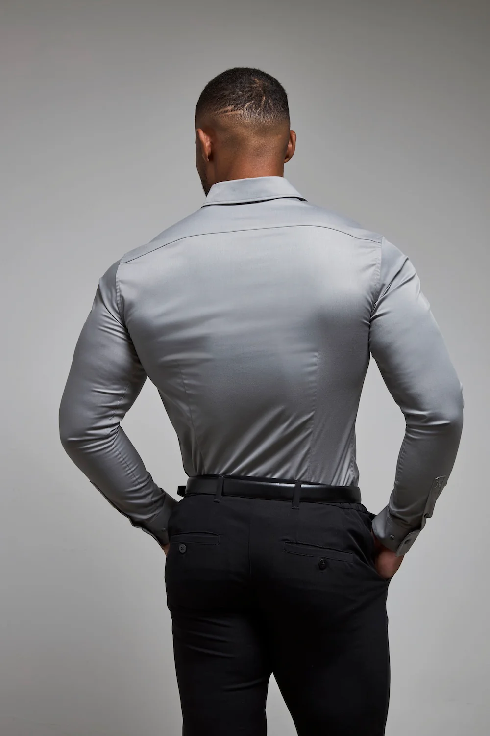 Muscle Fit Dress Shirt in Grey - Image 6
