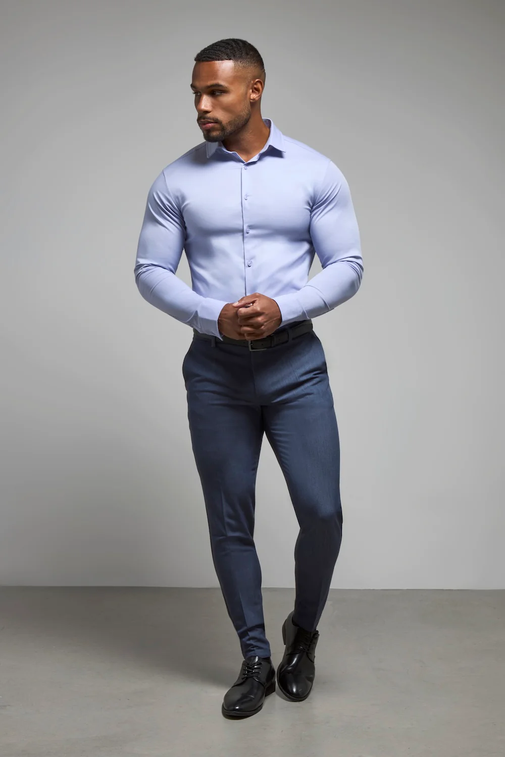 Muscle Fit Dress Shirt in Lilac - Image 3
