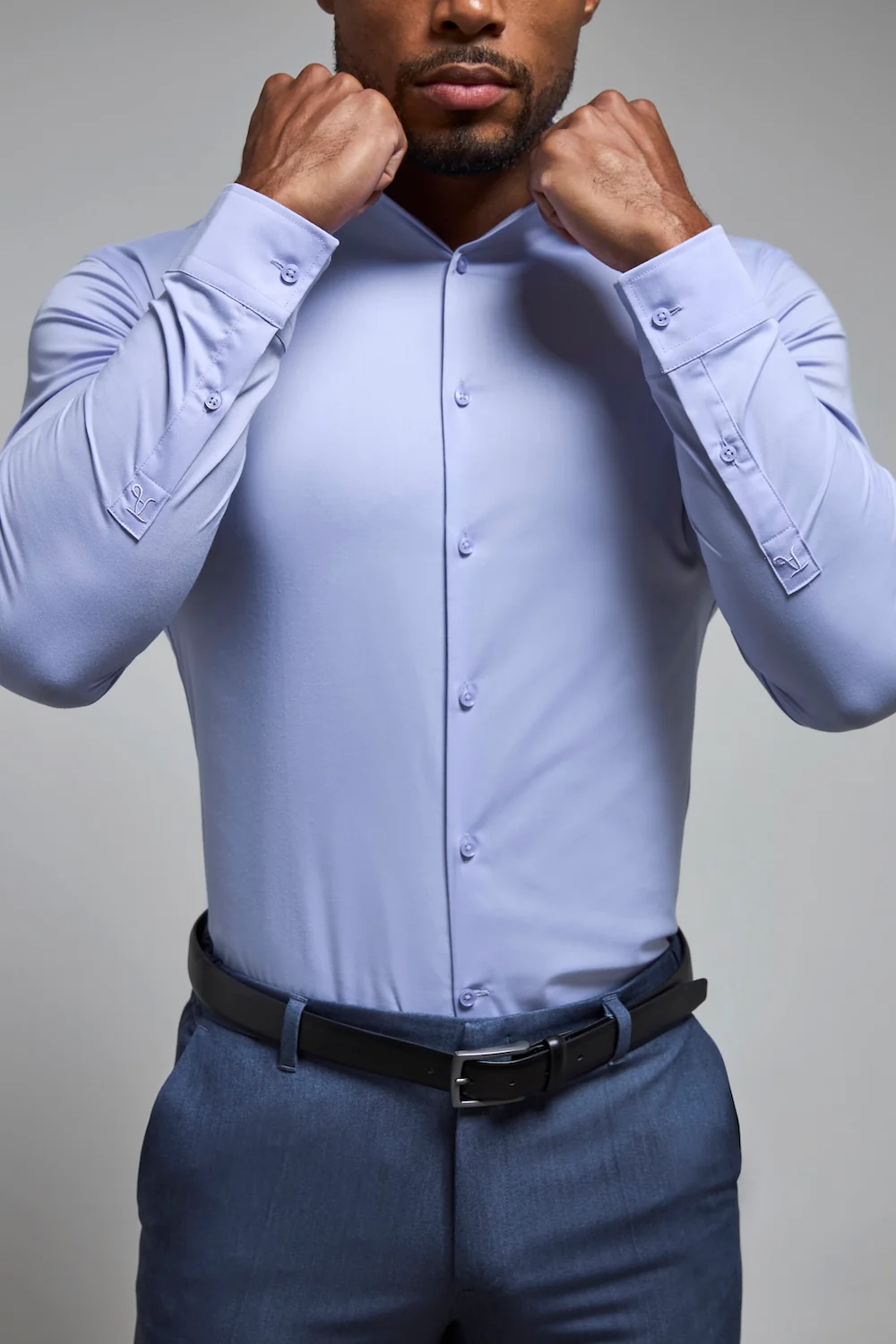 Muscle Fit Dress Shirt in Lilac - Image 6