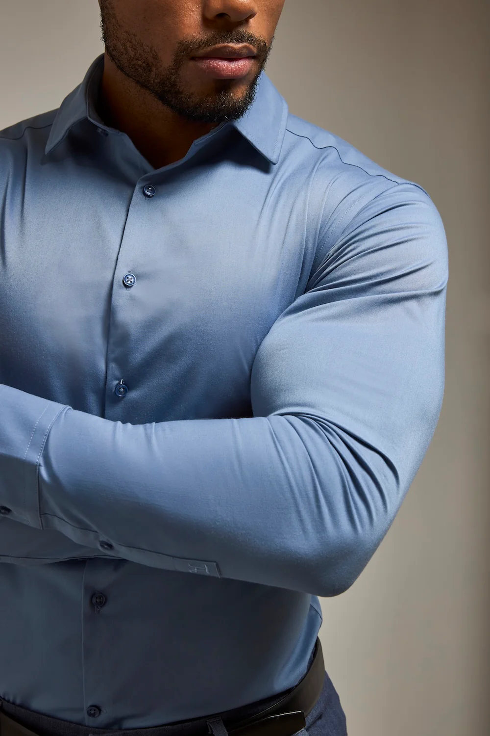 Muscle Fit Dress Shirt in Steel Blue - Image 4