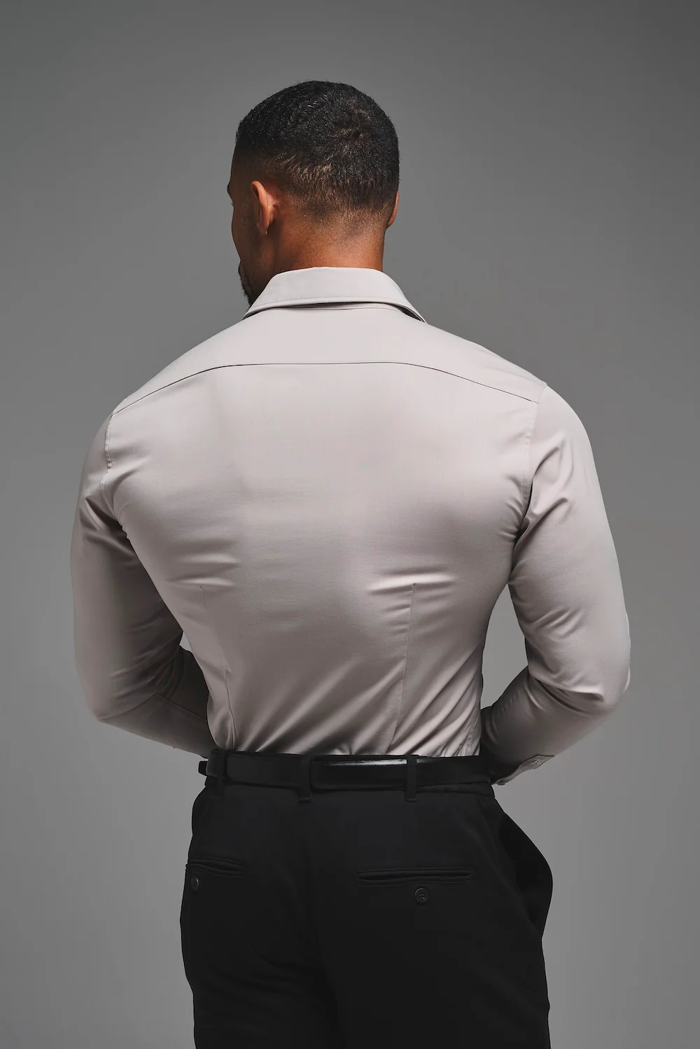 Muscle Fit Dress Shirt in Stone - Image 6