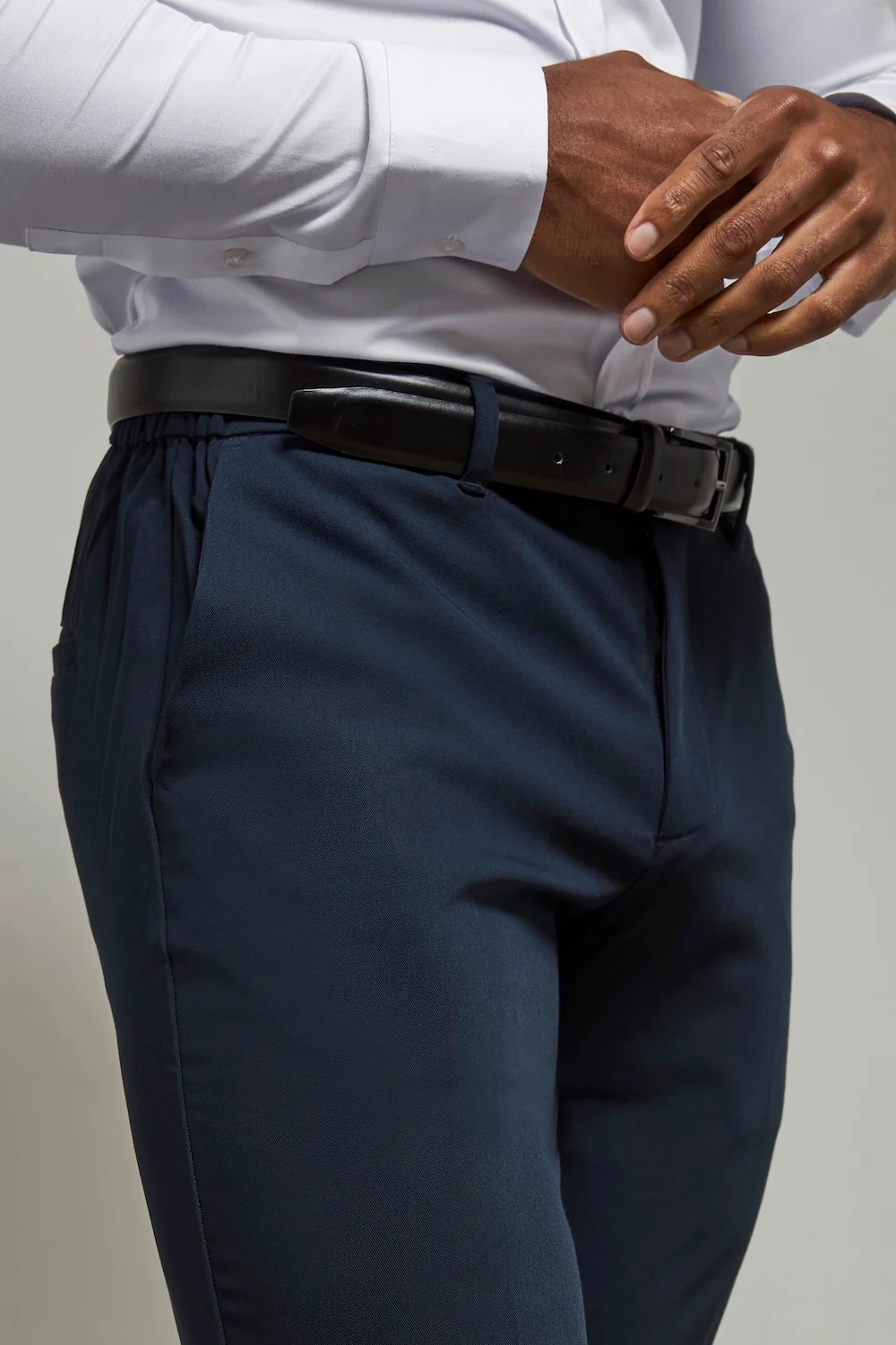 Muscle Fit Essential Trousers in Navy - Image 3
