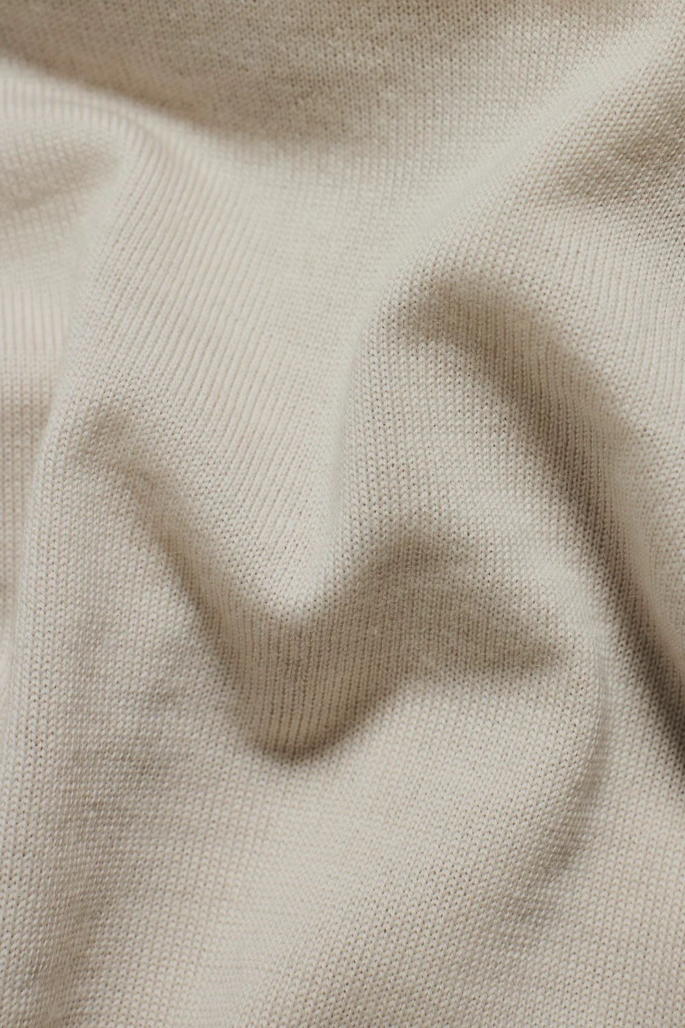 Extra Fine Merino Wool Knitted Open Collar Polo Shirt in Alabaster - Image 7