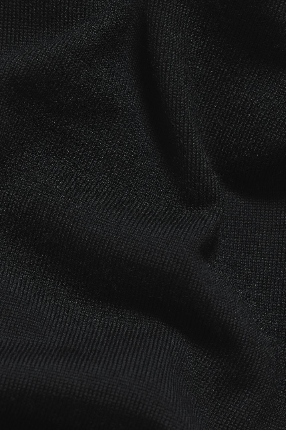 Extra Fine Merino Wool Knitted Open Collar Polo Shirt in Black - Image 7