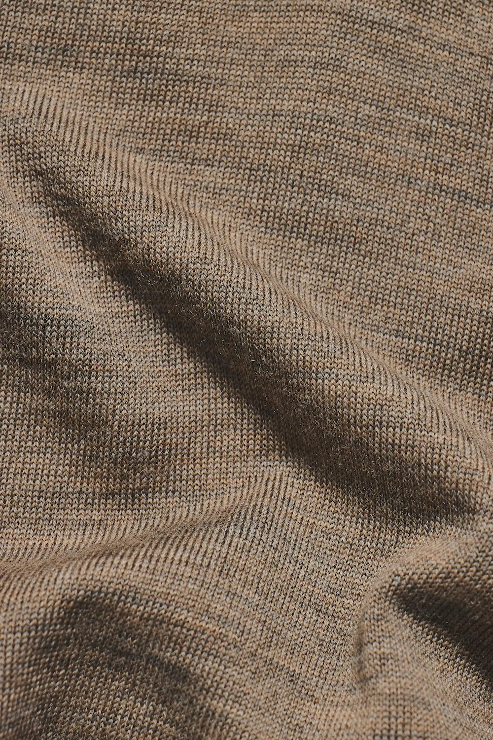 Extra Fine Merino Wool Knitted Open Collar Polo Shirt in Camel Marl - Image 7