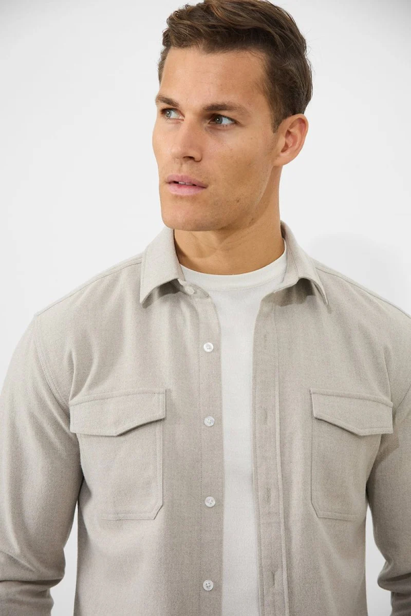 Flannel Overshirt in Sand - Image 3
