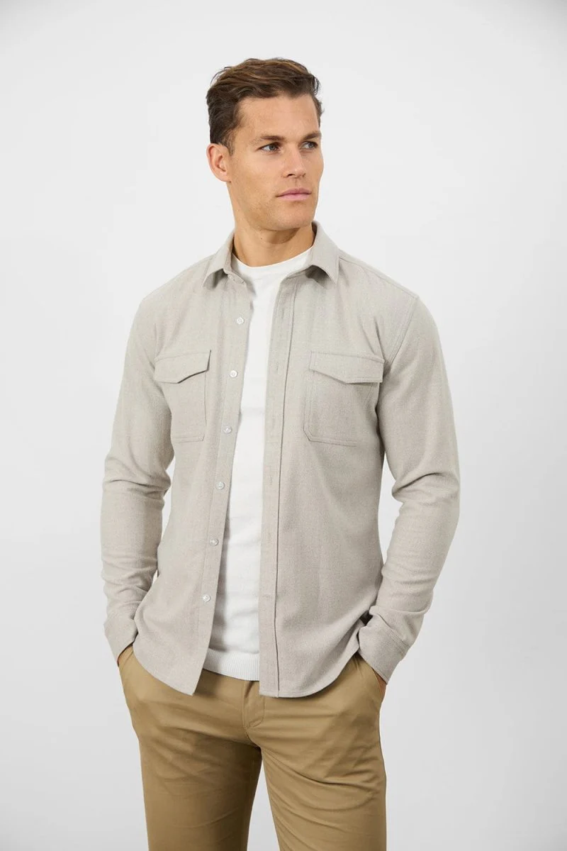 Flannel Overshirt in Sand - Image 4