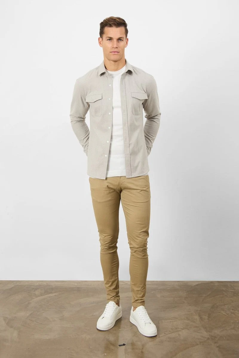 Flannel Overshirt in Sand - Image 5