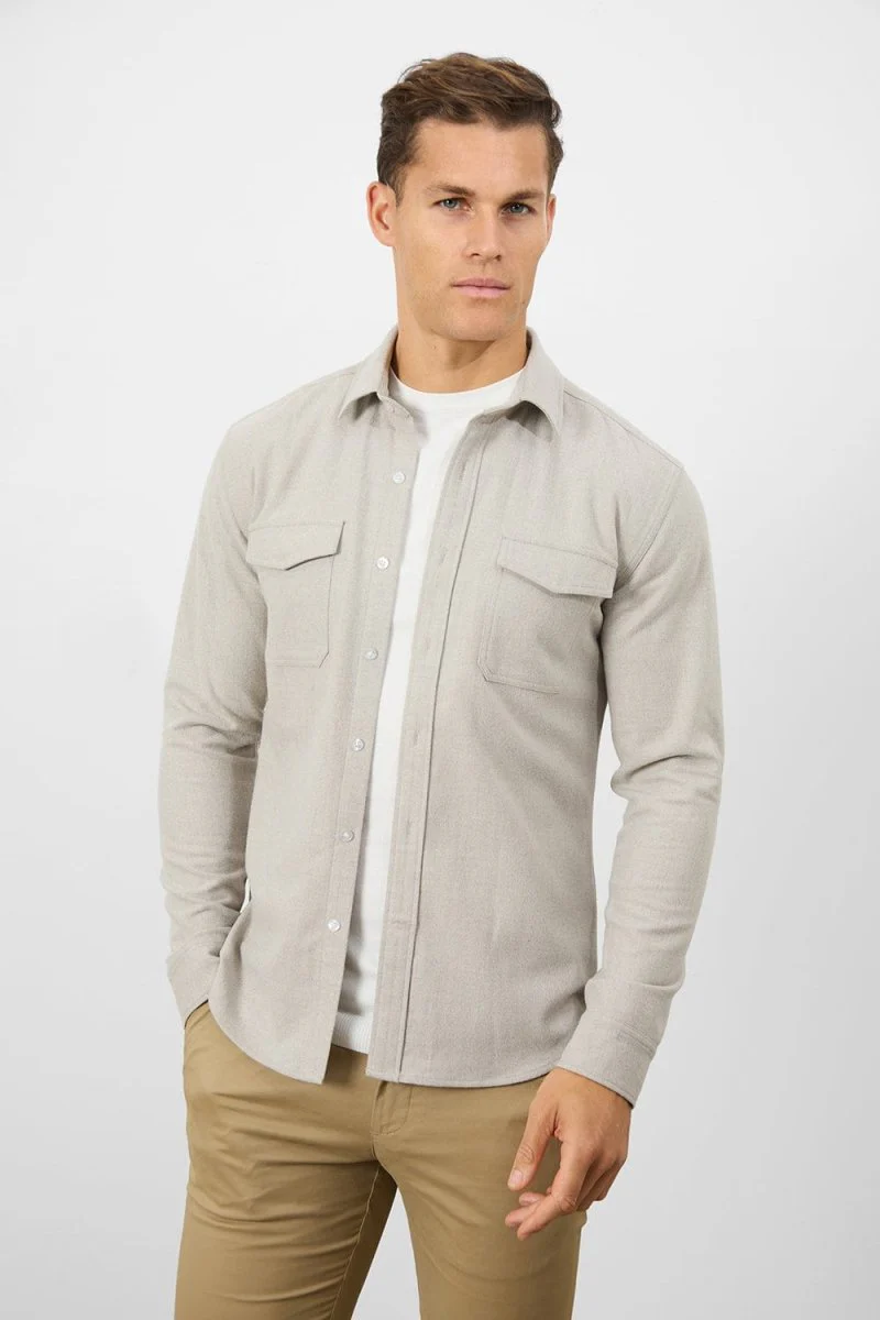 Flannel Overshirt in Sand - Image 6