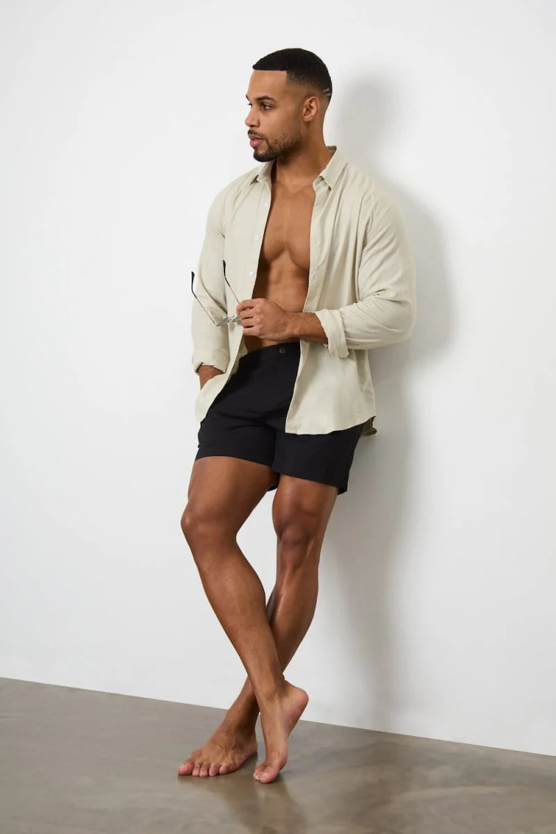 Quick Dry Hybrid Side Adjuster Swim Shorts in Black - Image 6