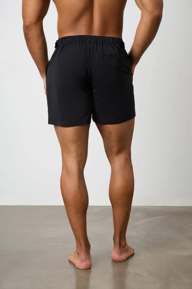 Quick Dry Hybrid Side Adjuster Swim Shorts in Black - Image 7