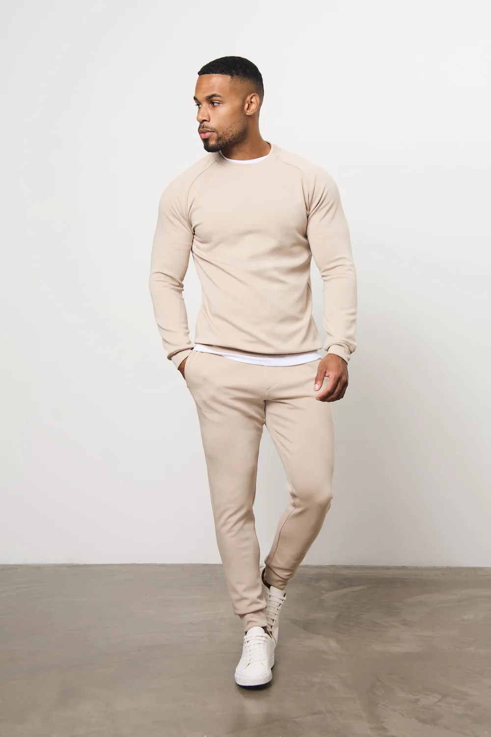 Interlock Crew Neck Sweat in Stone - Image 2