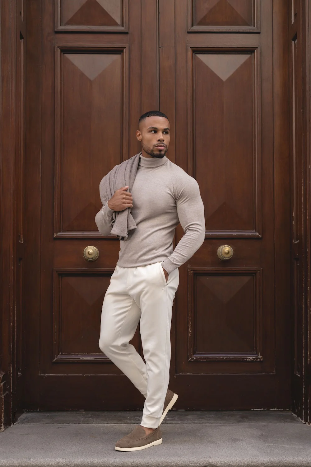 Interlock Sweat Jogger in Winter White - Image 2