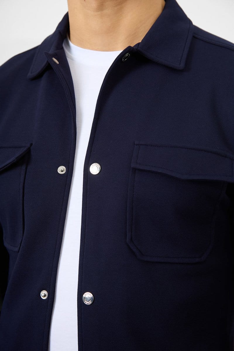 Jersey Shacket in Navy - Image 3