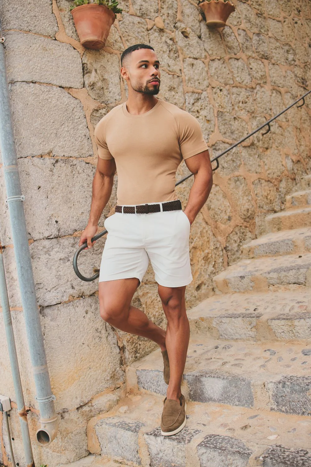 Knit Look T-Shirt in Tan - Image 7