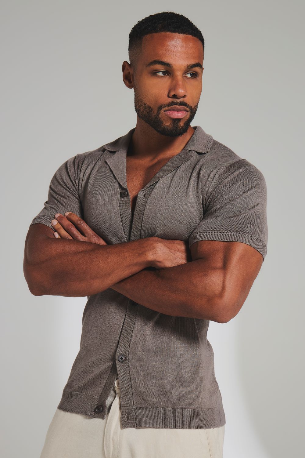 Knitted Shirt in Mocha - Image 3