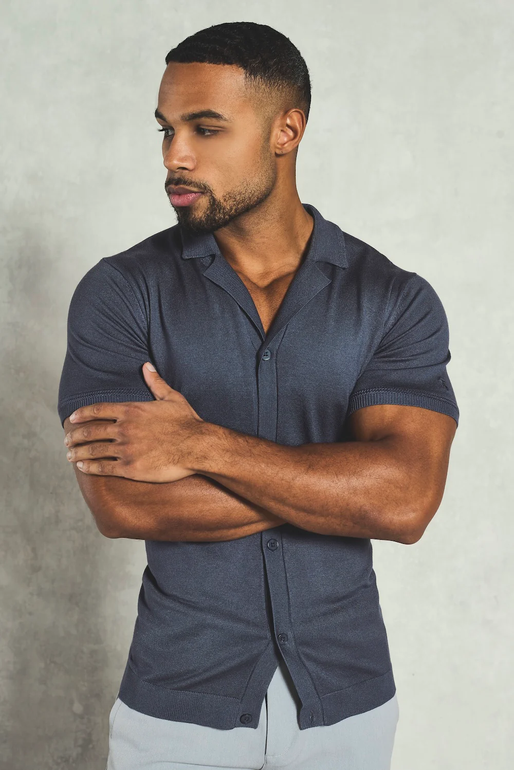 Knitted Shirt in Slate Blue