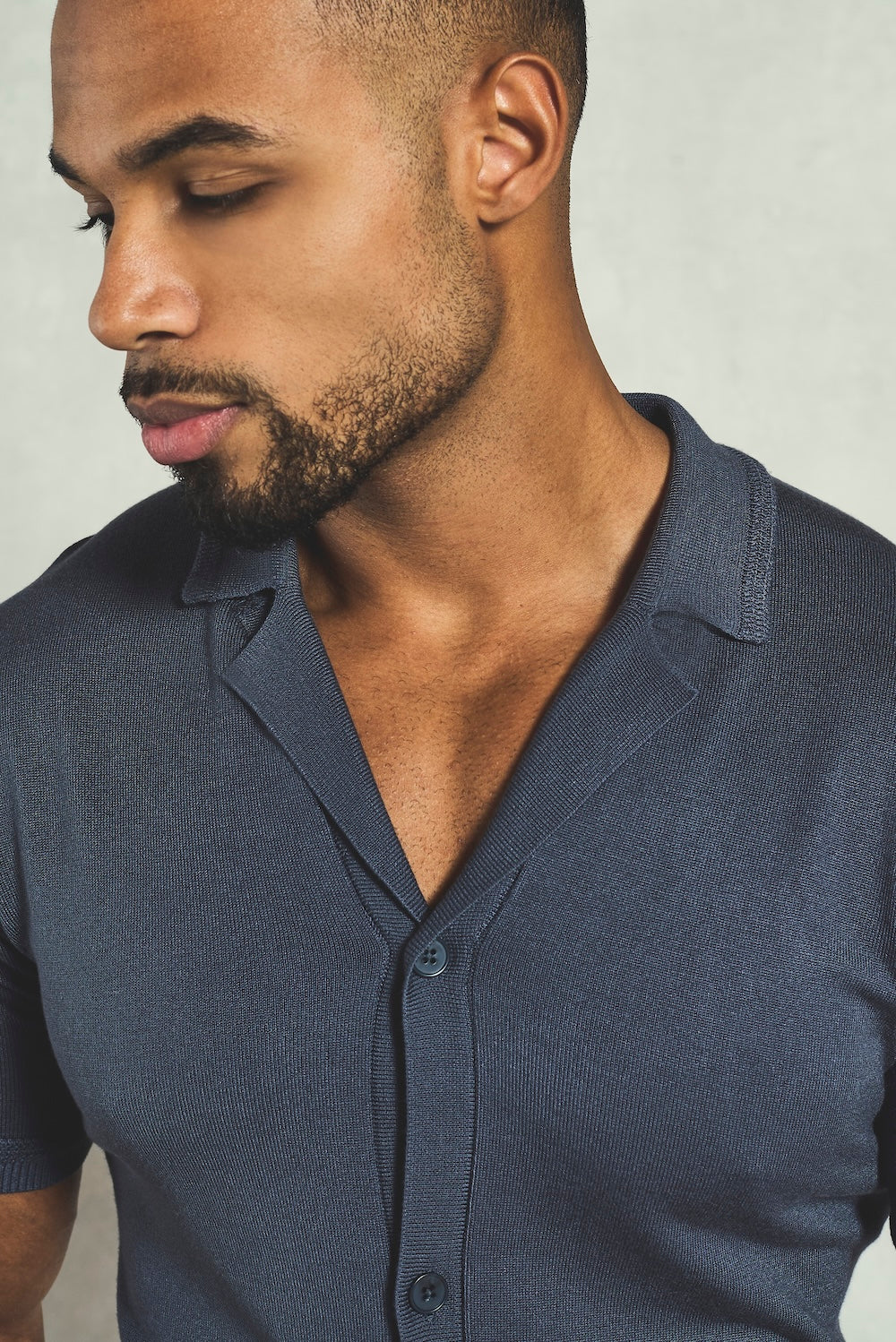 Knitted Shirt in Slate Blue - Image 5