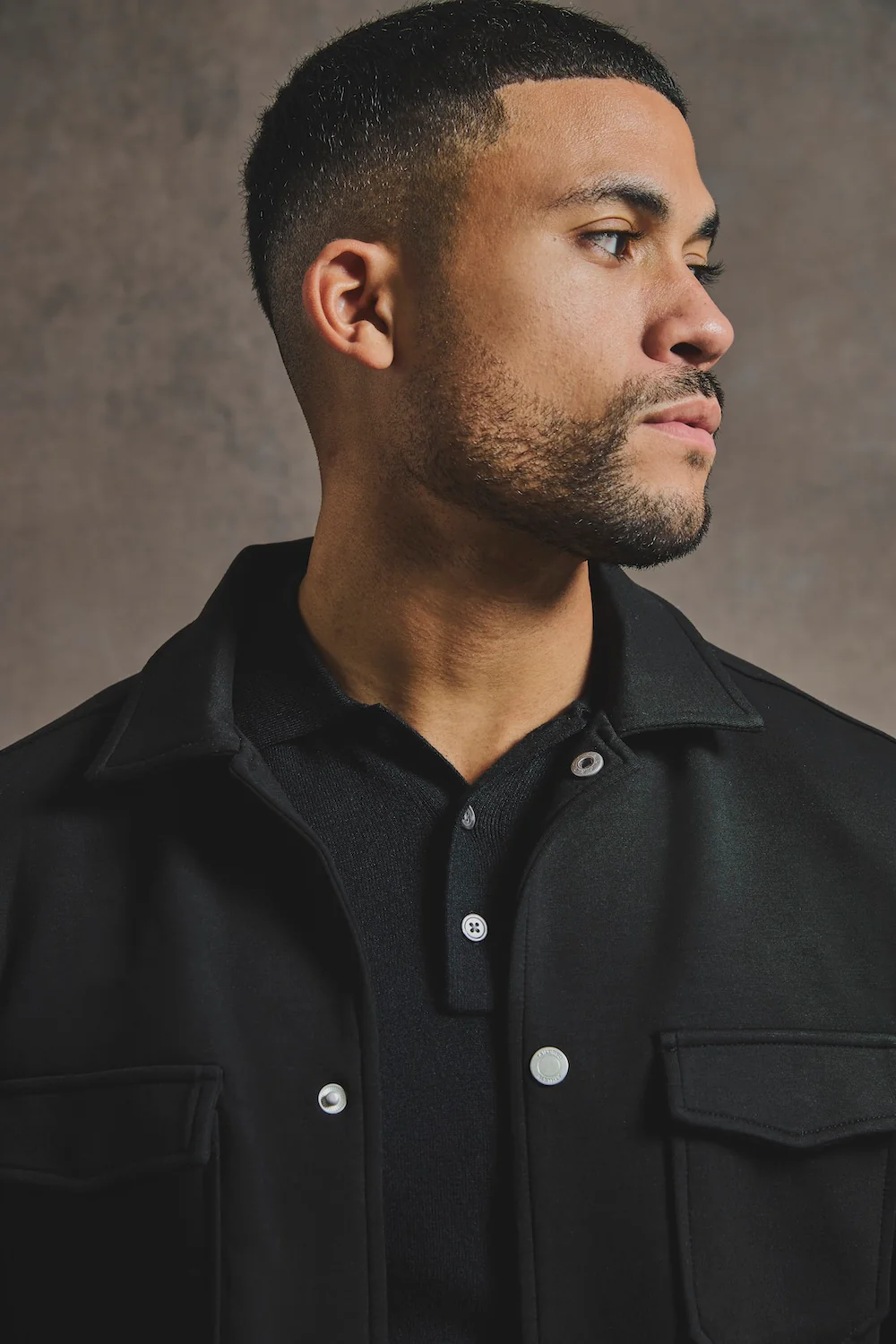 Lined Jersey Shacket in Black - Image 3
