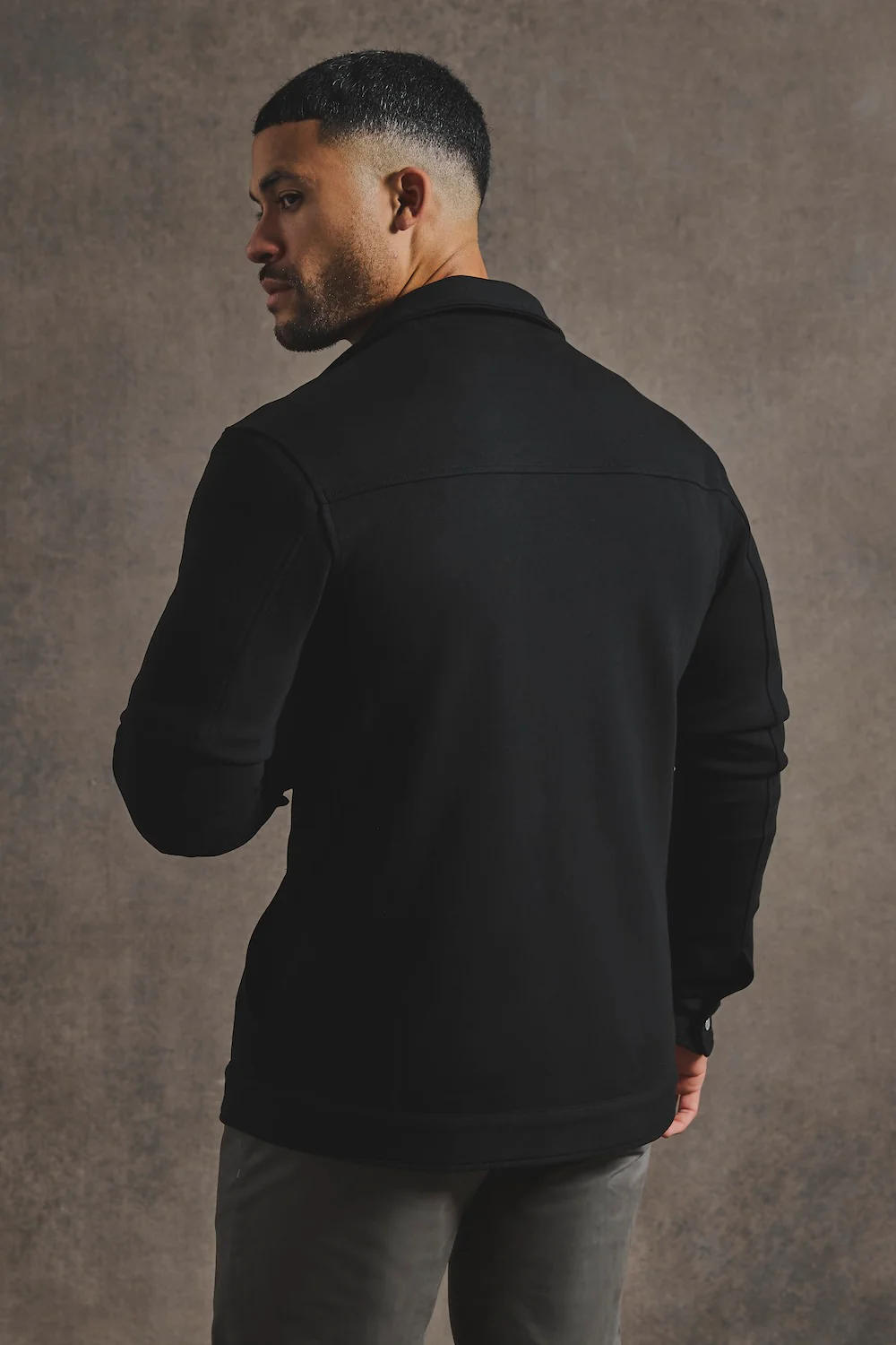Lined Jersey Shacket in Black - Image 7
