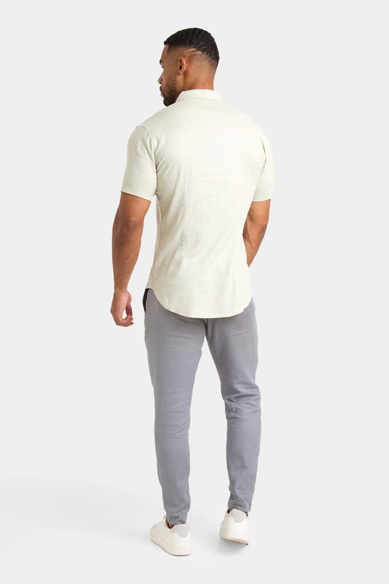 Short Sleeve Linen Blend Shirt in Soft Mint - Image 7