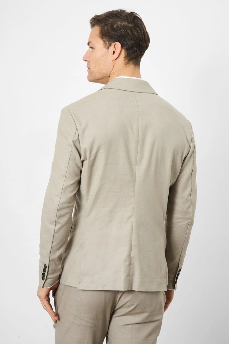 Stretch Linen Blend Suit Jacket in Dark Stone - Image 6