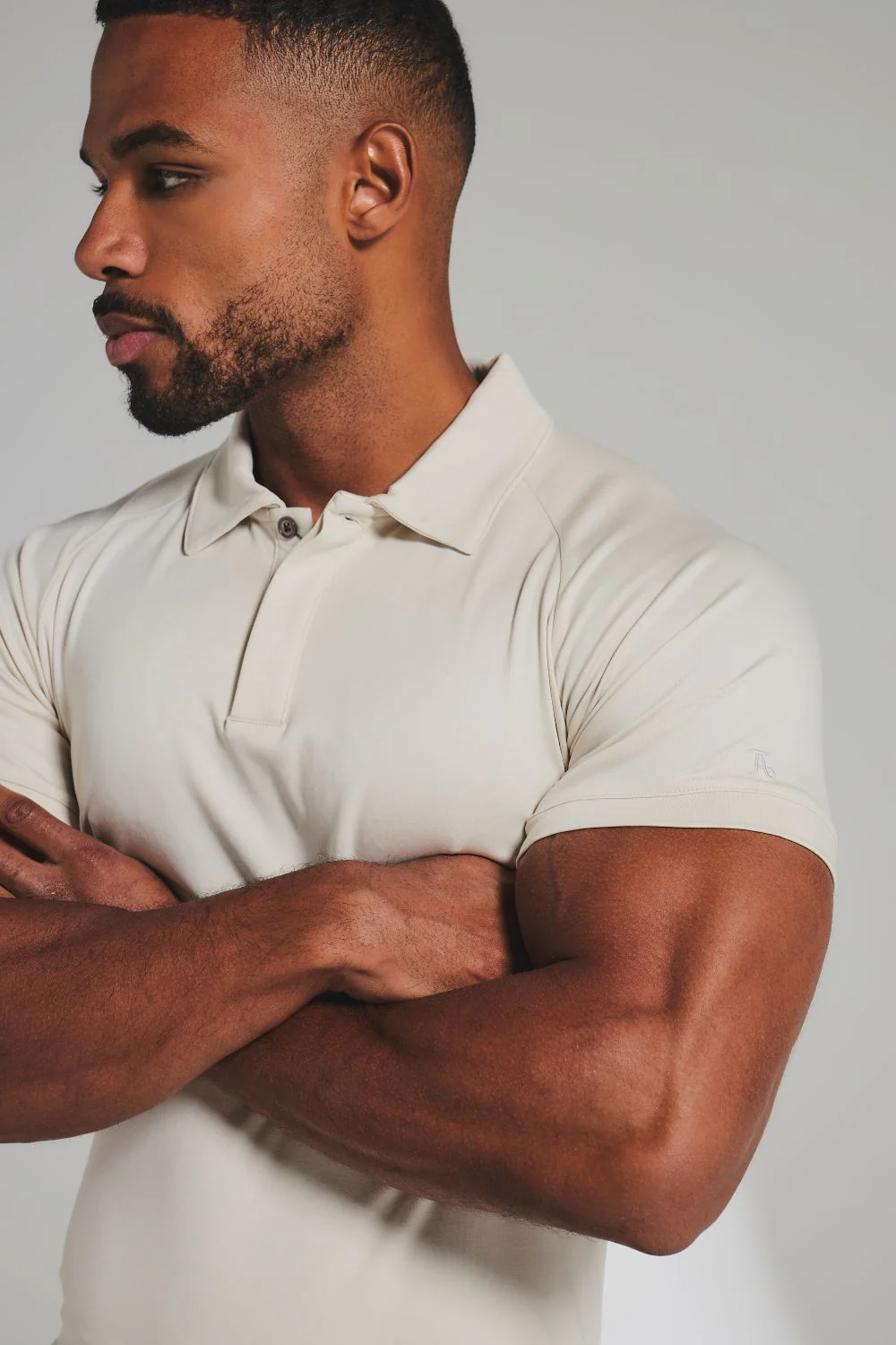Luxe Smart Polo Shirt in Chalk - Image 3