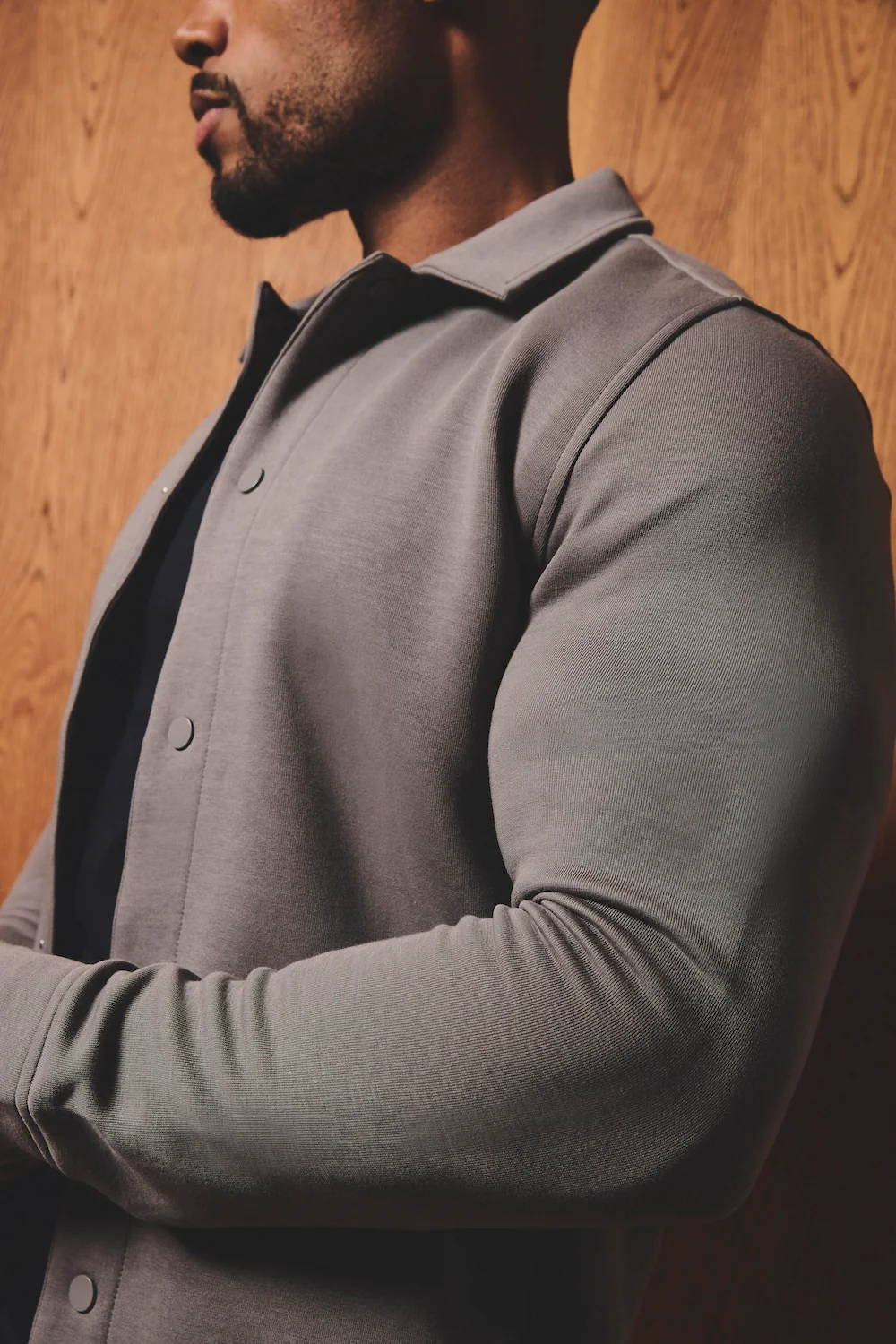 Luxe Sweat Shacket in Mushroom - Image 4