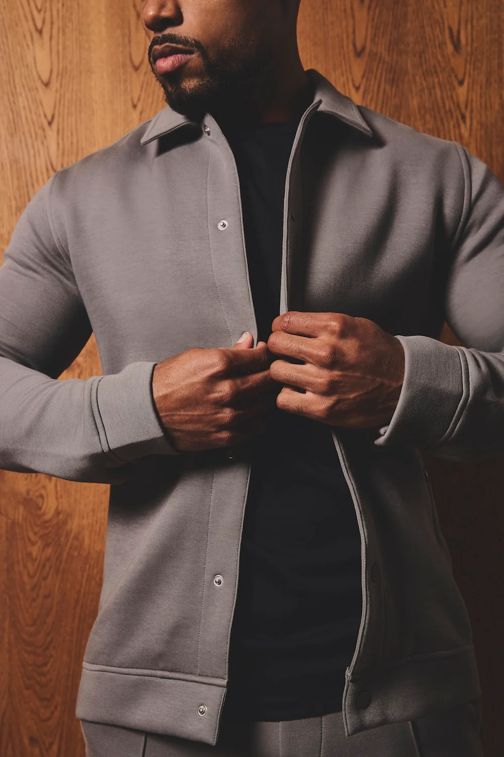 Luxe Sweat Shacket in Mushroom - Image 5