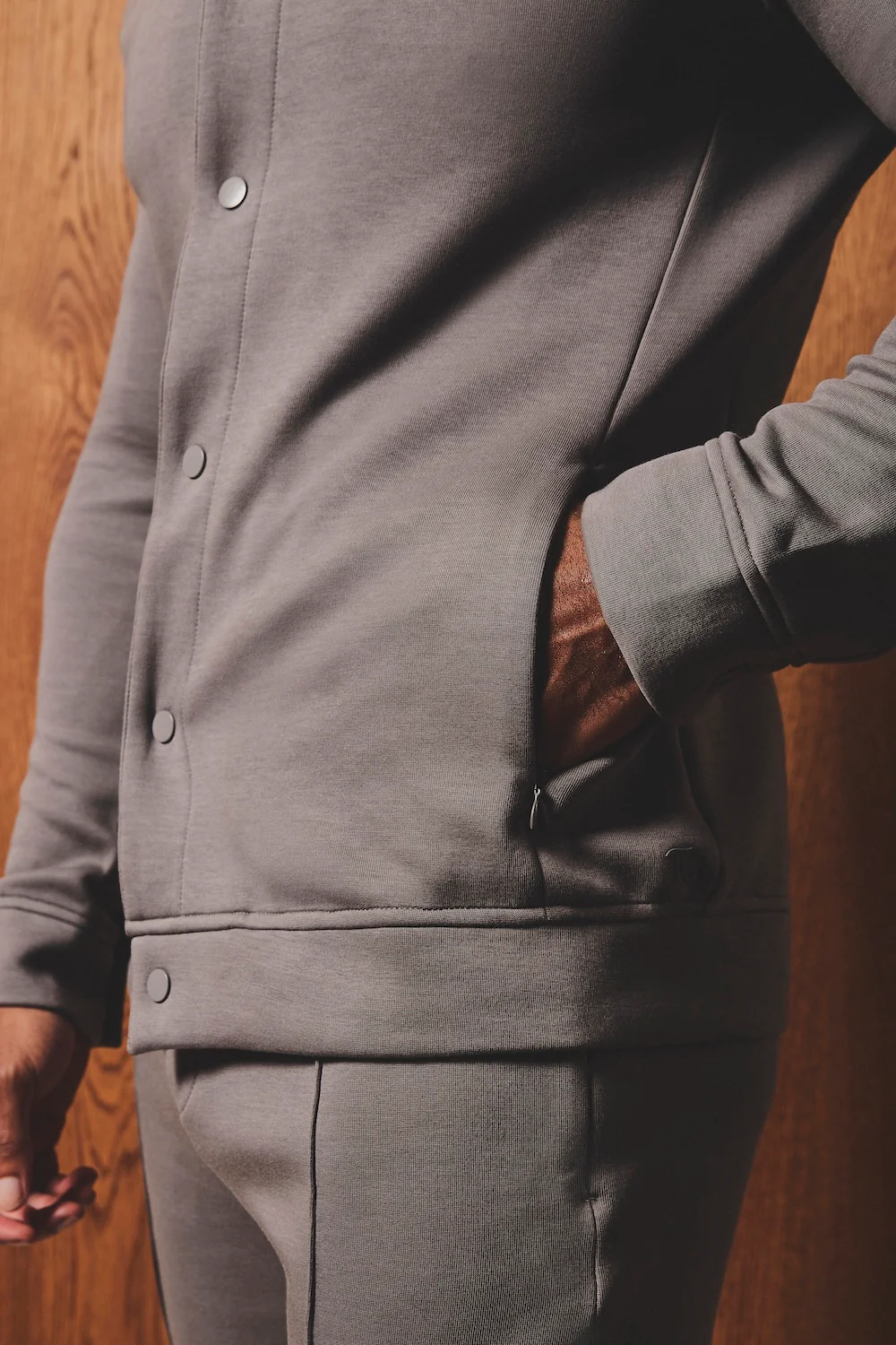 Luxe Sweat Shacket in Mushroom - Image 6