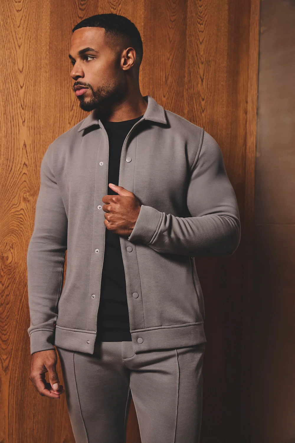 Luxe Sweat Shacket in Mushroom - Image 9