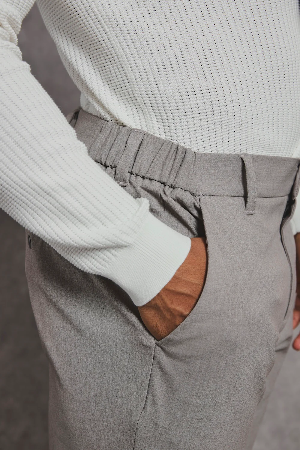 Melange Trousers in Mushroom - Image 4