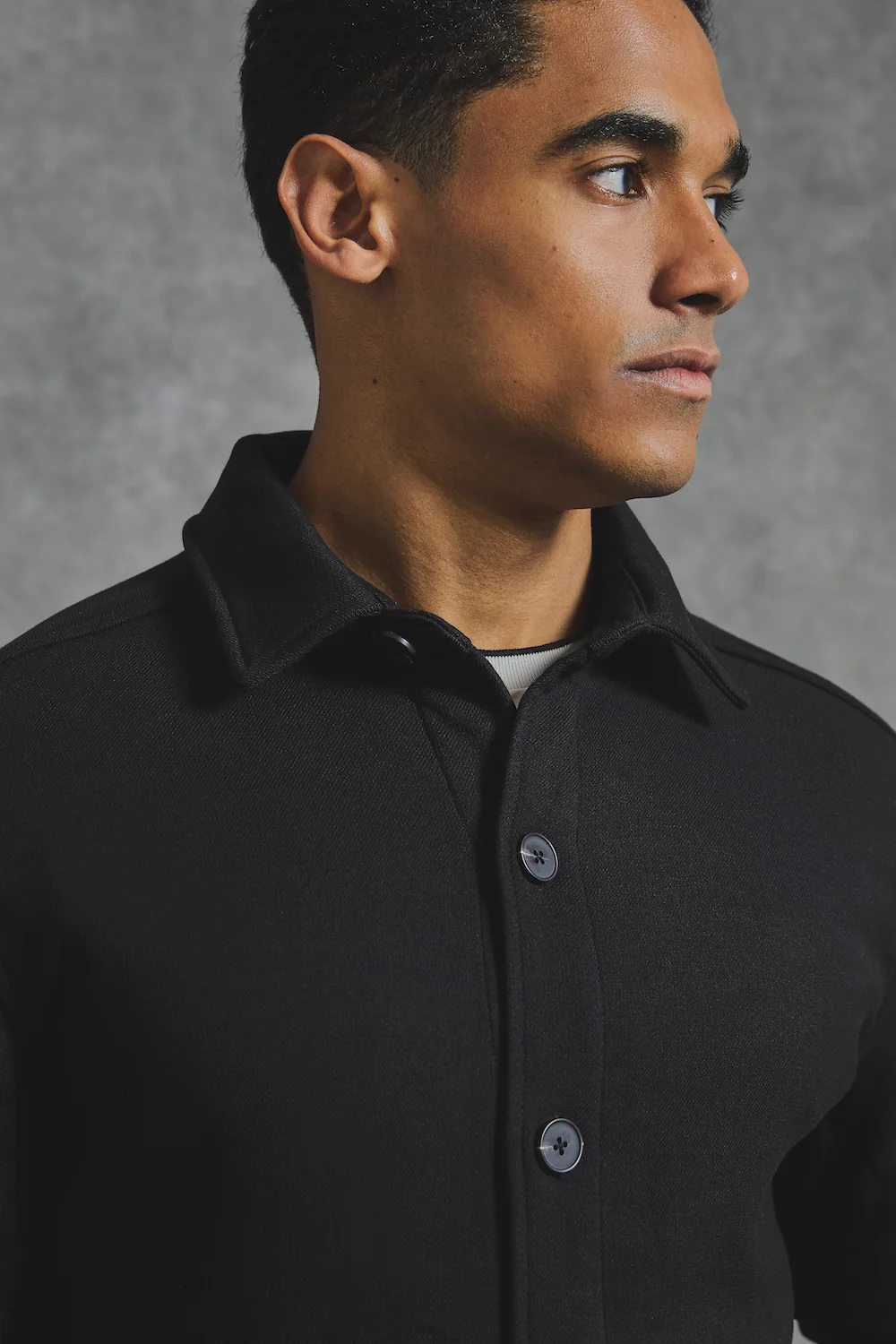 Melange Woven Shacket in Black - Image 3
