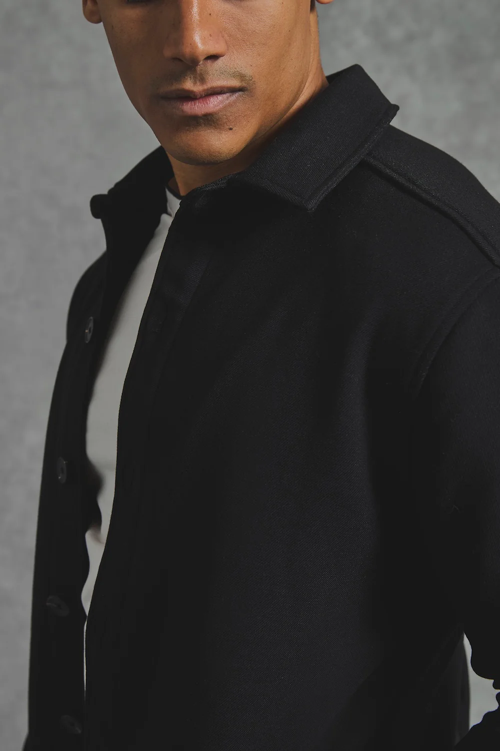 Melange Woven Shacket in Black - Image 5