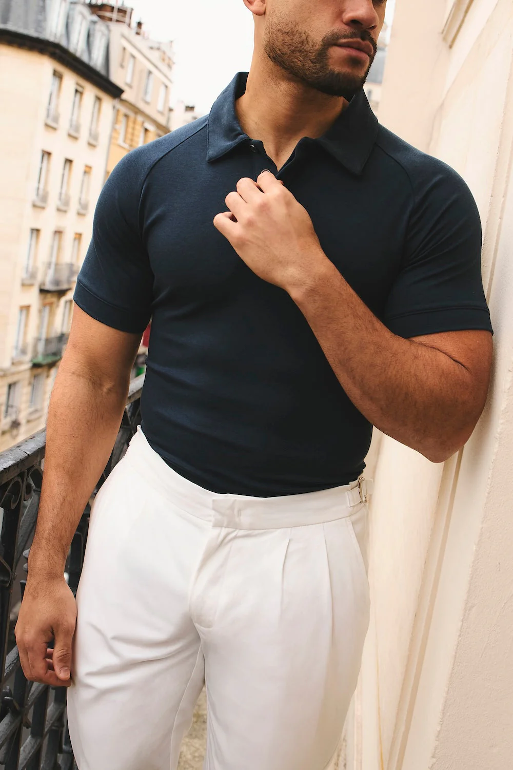 Luxe Smart Polo Shirt in Ink Blue - Image 3