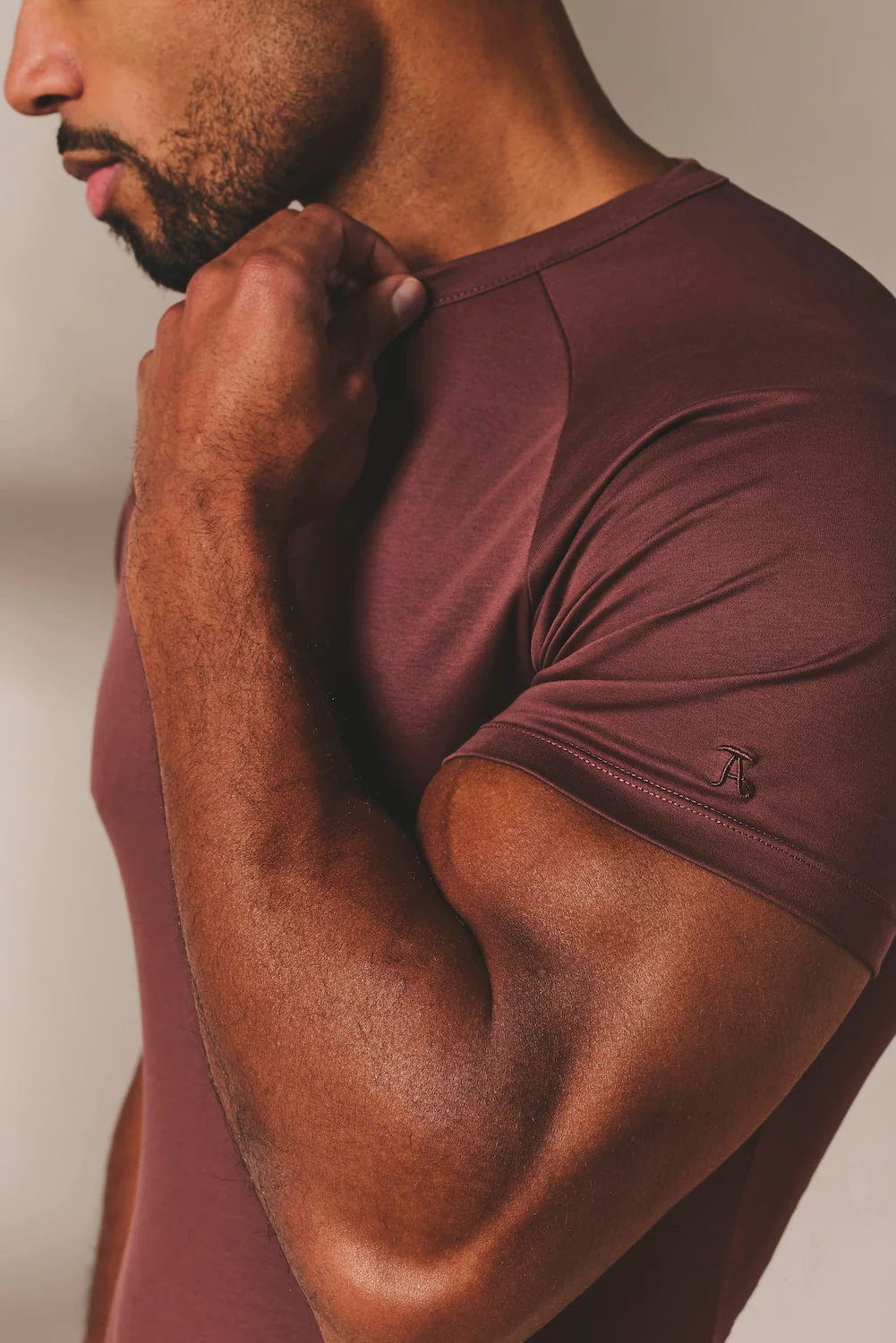 Mercerised Cotton T-Shirt in Burnt Terracotta - Image 4